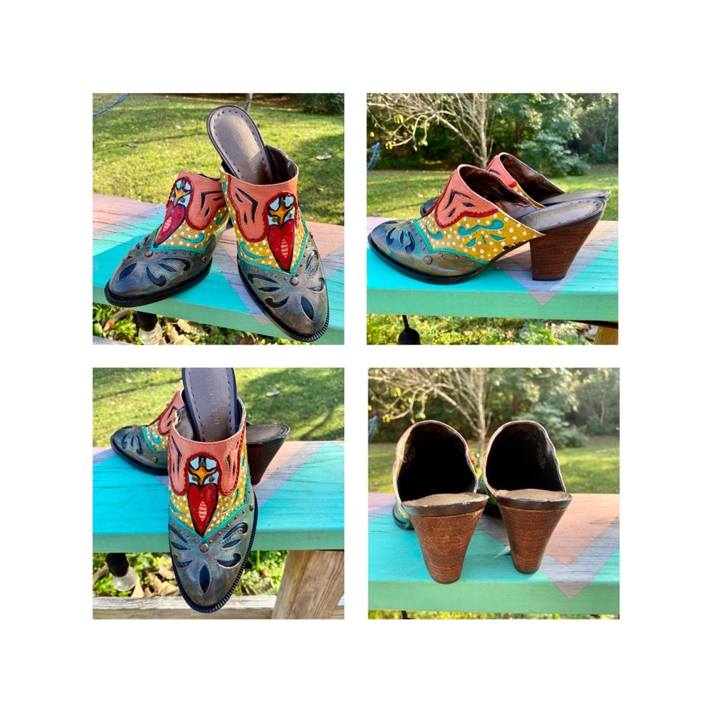 Hand painted Gianni Bini Mules sz 9